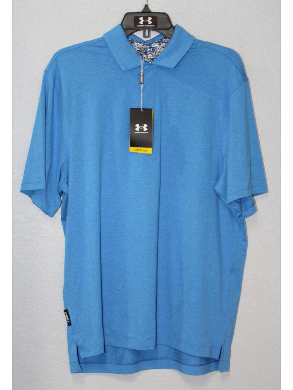 NEW Under Armour Men Aura Polo Blue Atlantis LARGE Playoff Performance Shirt NWT